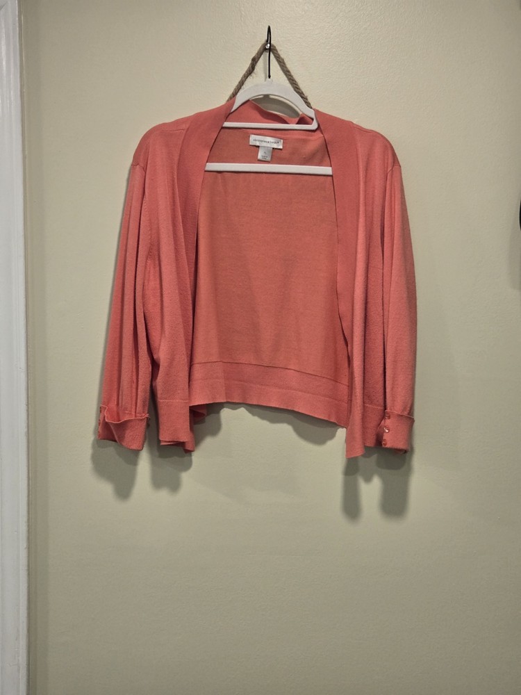 Christopher & Banks Pink Coral Open Front Knit Cardigan Sweater Womens Size XL