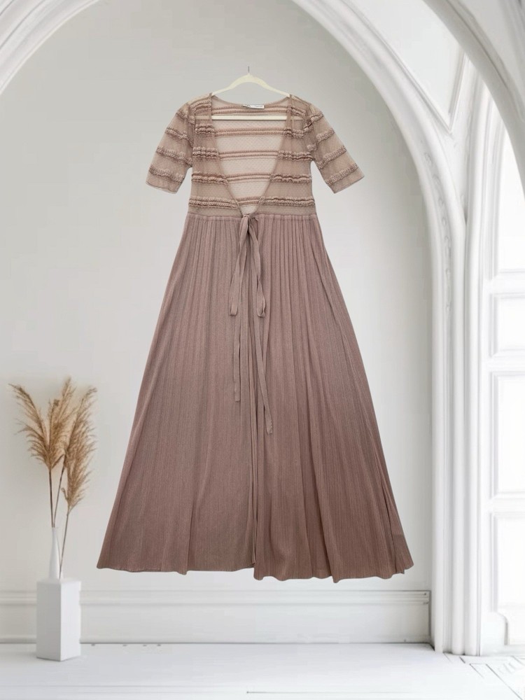 Zara Maxi Duster Top Women’s Size Medium Tie Front Boho Gypsy Glam Whimsy Fairy