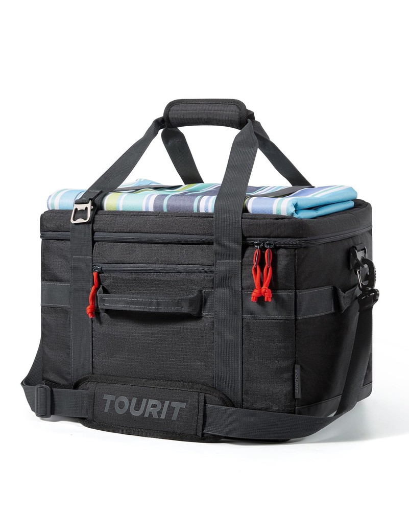 TOURIT Insulated Collapsible Cooler Bag, 48-Can 32L Large 48can/32L, Black