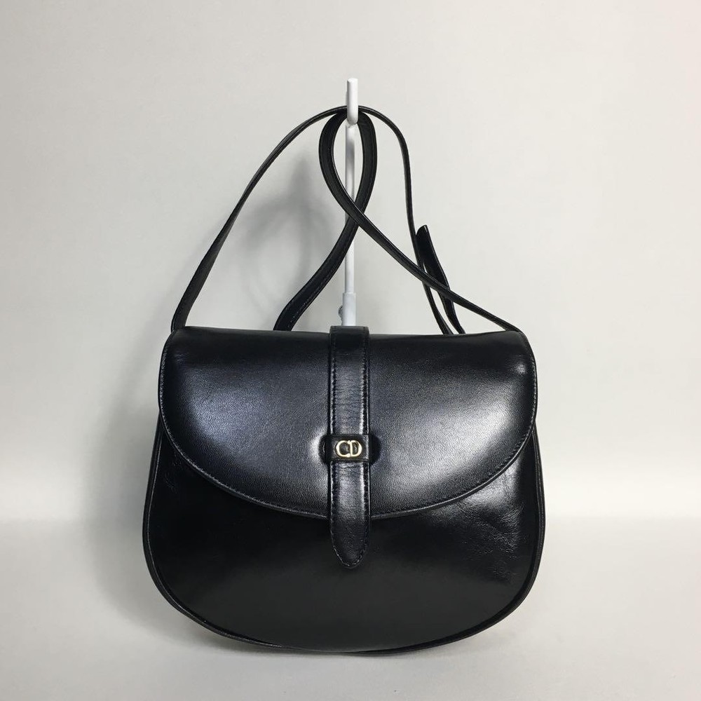 Dior Black Leather Shoulder Bag with CD Logo Iconic Design New