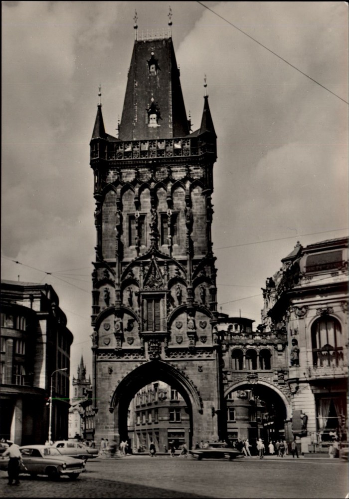 RPPC Powder Tower Prague Czech Republic vintage postcard z434