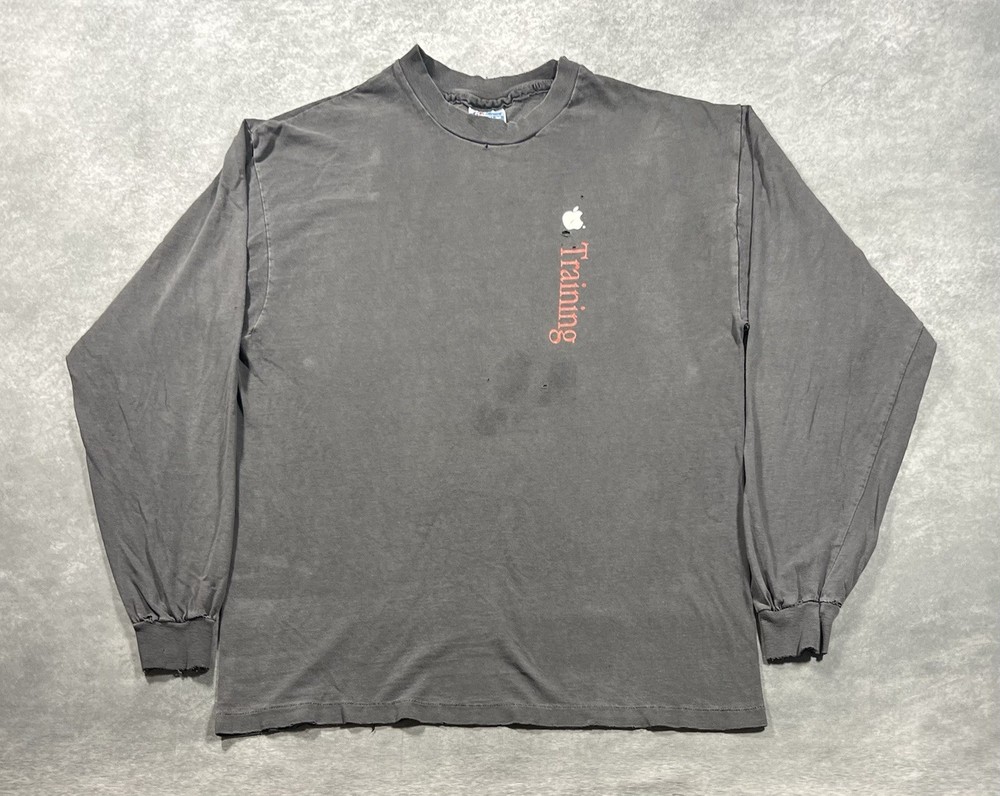 Vintage 80s 90s Apple Training T-shirt Size Large Long Sleeve