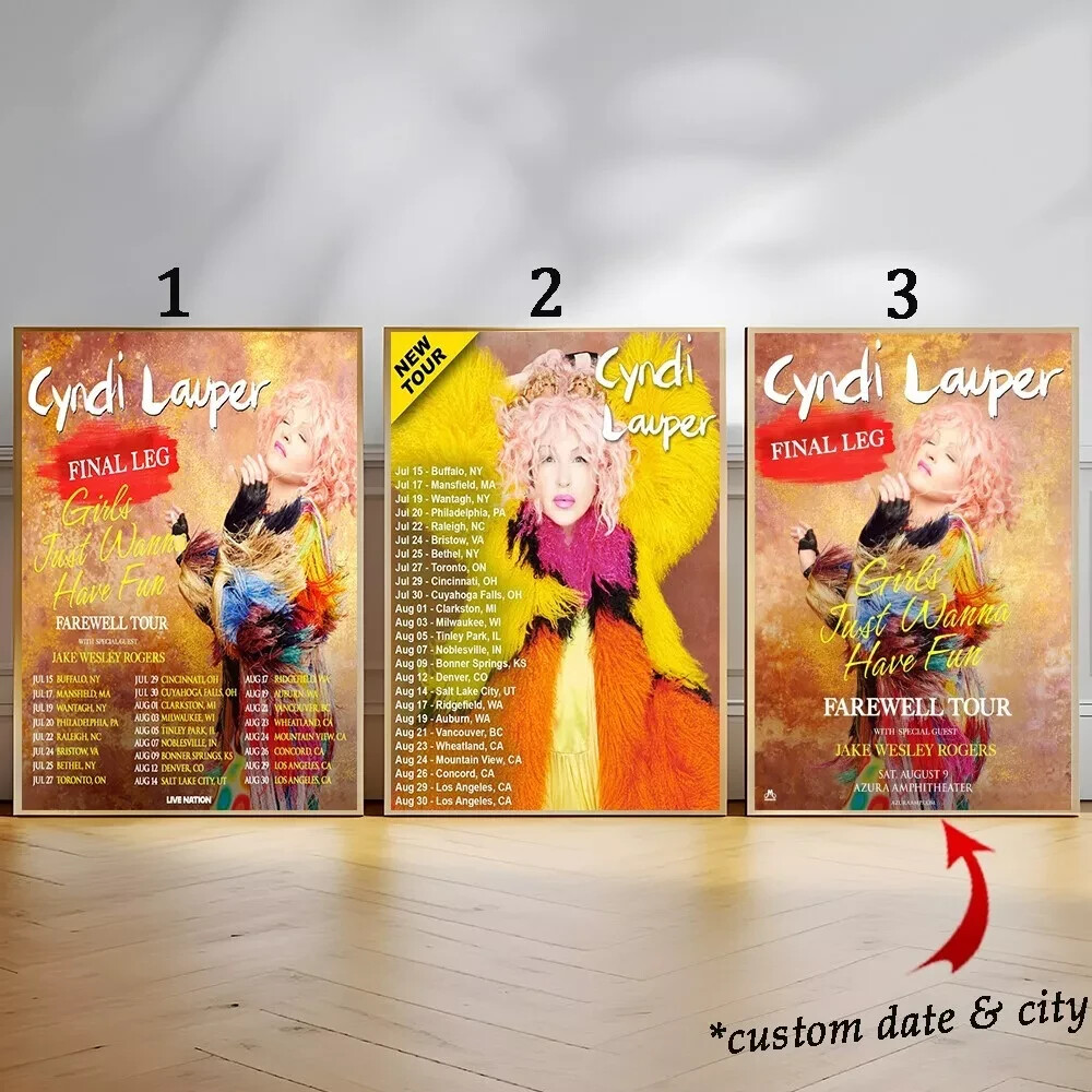 Cyndi Lauper Girls Just Wanna Have Fun Farewell Tour 2025 Poster - Custom Poster