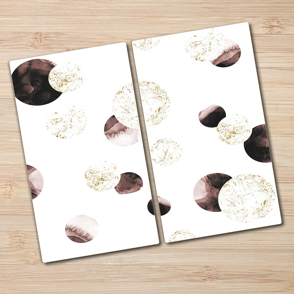 Glass Kitchen Chopping Board Modern Geometric Gold and brown wheels 2x30x52