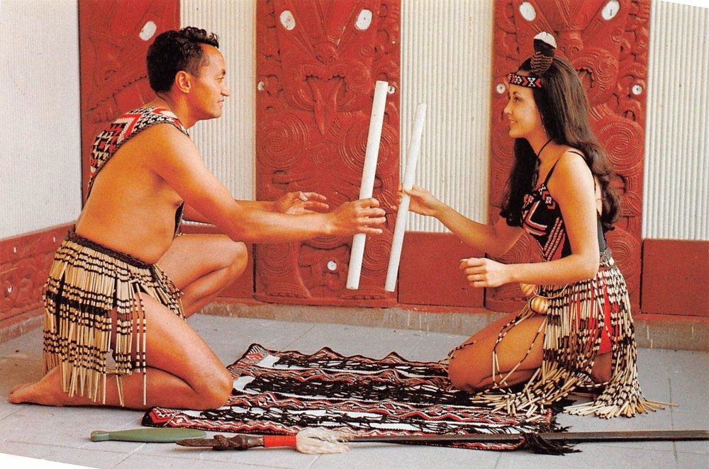 Rotorua New Zealand Traditional Maori Stick Game 4x6 Postcard