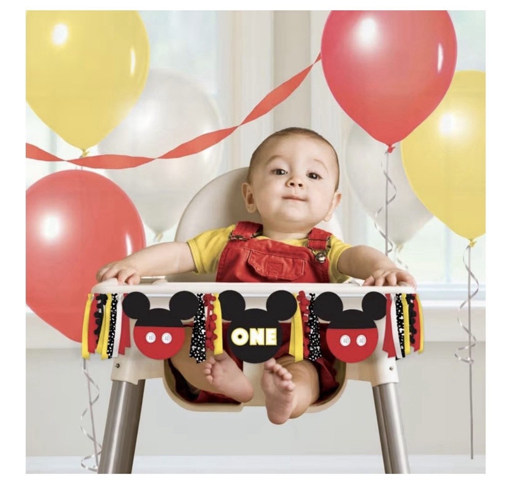 Mickey Mouse Disney Junior 1st Birthday Party High Chair Decoration ONE Banner