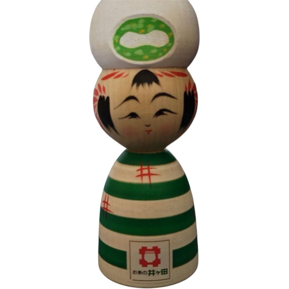 Kokeshi Tea Igata Green White Wooden Traditional Crafts Folk Art
