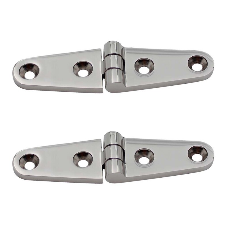 2Pcs Stainless Steel Marine Door Cabin Stamped Strap Hinge Polished Hinge
