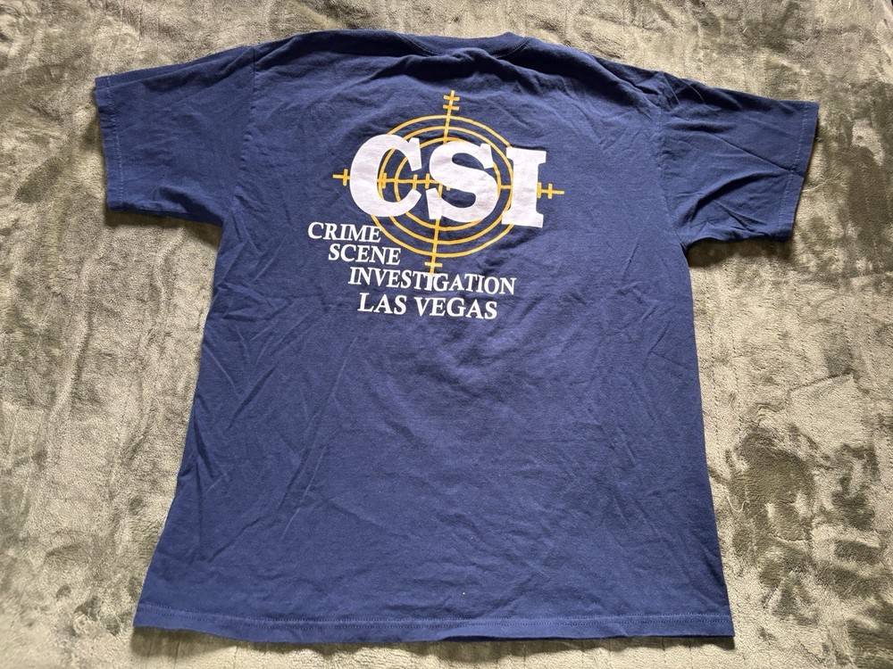 Vintage CSI Shirt Mens Large Blue Crime Scene Investigation Las Vegas TV Show