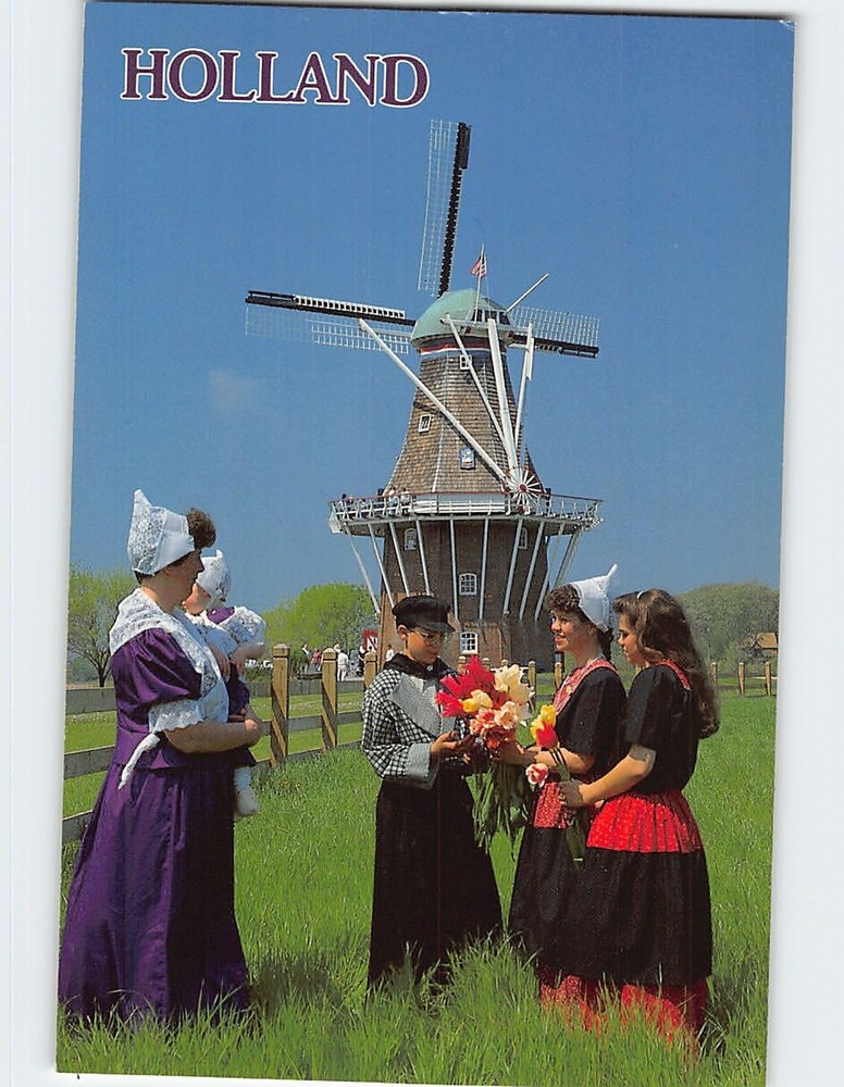 Postcard DeZwaan Windmill & Dutch Setllers Hollan Michigan USA