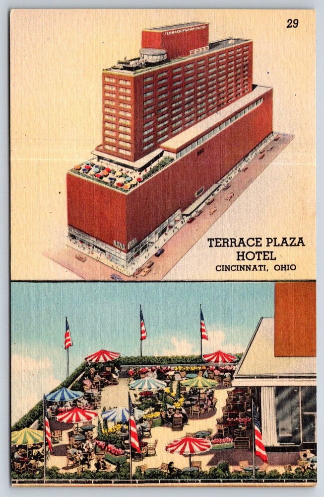 Cincinnati Ohio~Artist Conception Of Terrace Plaza Hotel~Vintage Linen Postcard