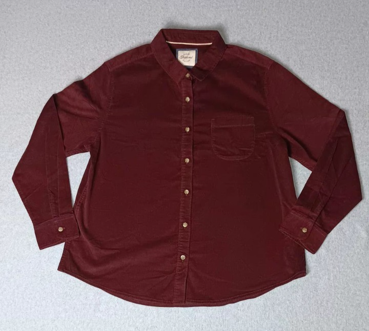 Jachs Girlfriend Corduroy Button Up Shirt  Womens Size XL Burgundy Long Sleeve