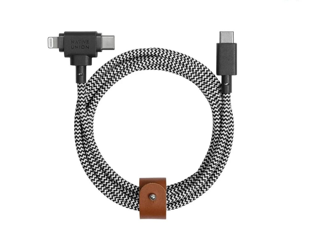 Lot Of 3 NATIVE UNION Belt Cable Duo C To C/L Zebra 1.5M - Free Shipping