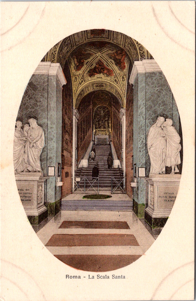 Vintage Postcard La Scala Santa Rome Italy Historic Staircase