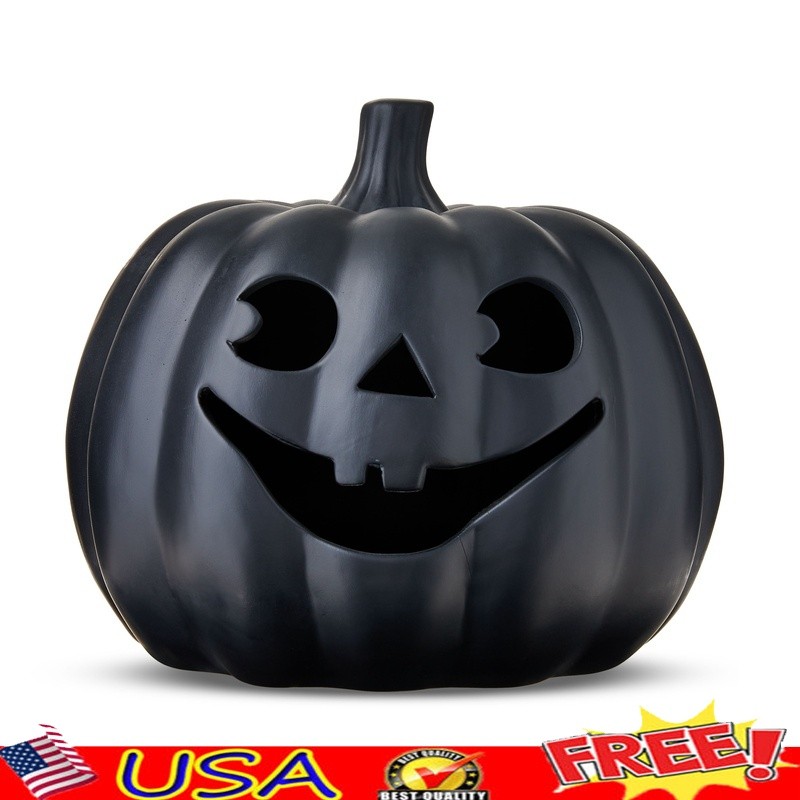Fall Clay Jack-o-Lantern Decor Halloween Tabletop Accent Durable Pumpkin Design