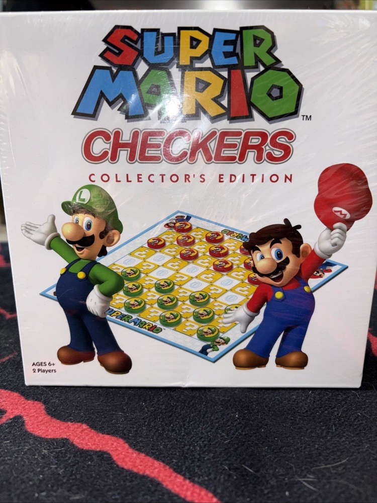 Super Mario Checkers & Tic Tac Toe Collector's Game Set New Sealed