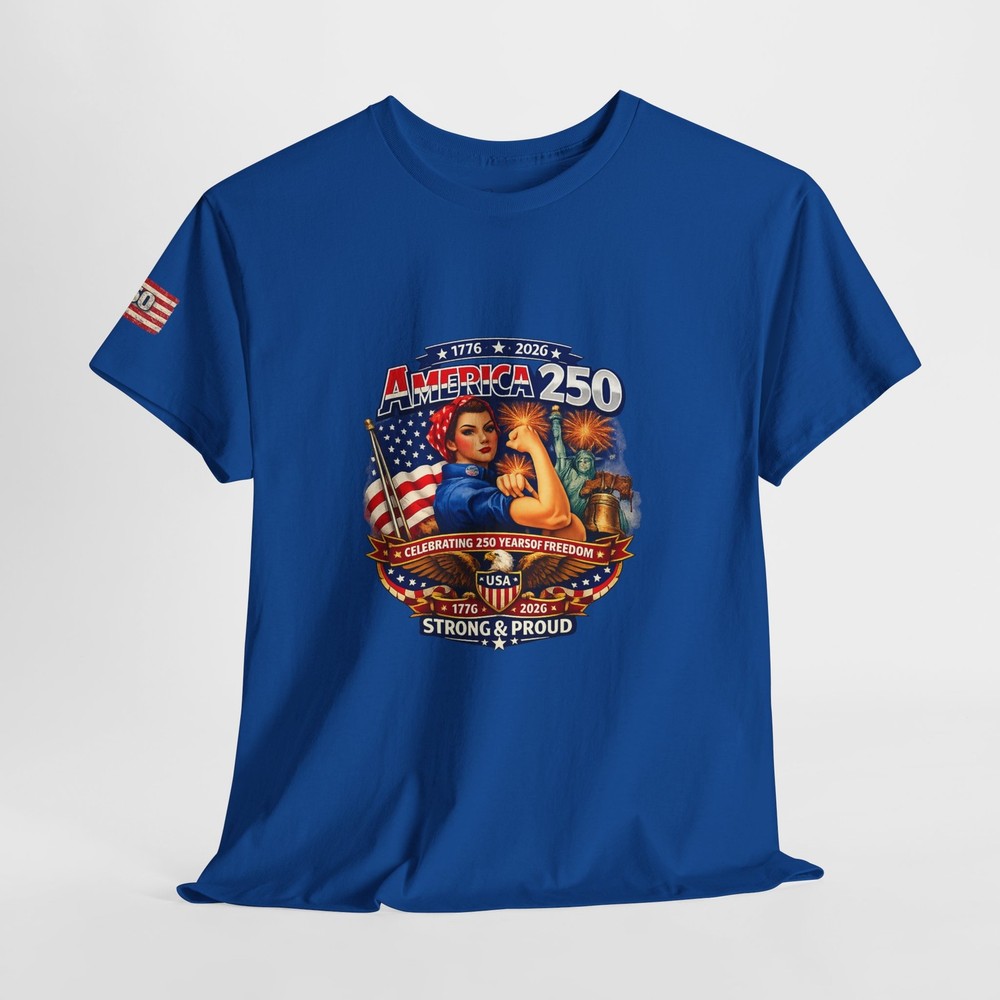 Rosie the Riveter USA 250 Tee | American Flag Vintage Patriotic Happy Birthday