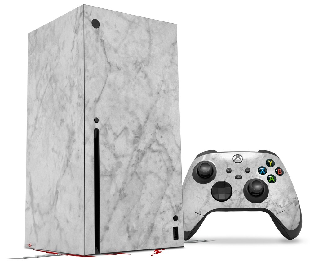 Skin Set for XBOX Series X Marble Granite 09 White Gray