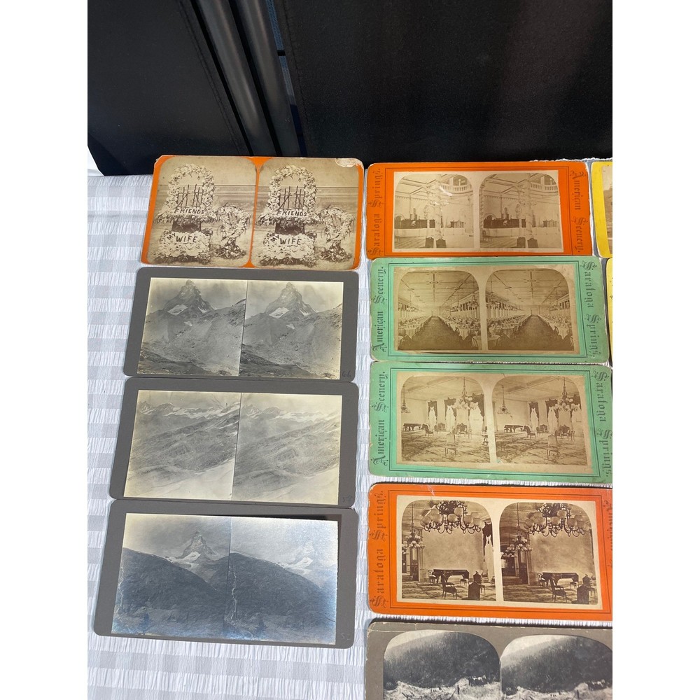 27 Antique Stereoview Cards Lot Saratoga Springs White Mountain Keystone View Co