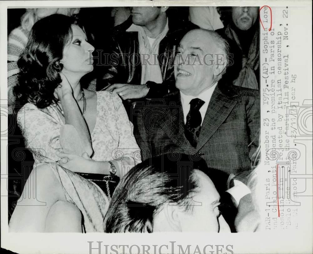 1975 Press Photo Sophia Loren and Carlo Ponti attend 