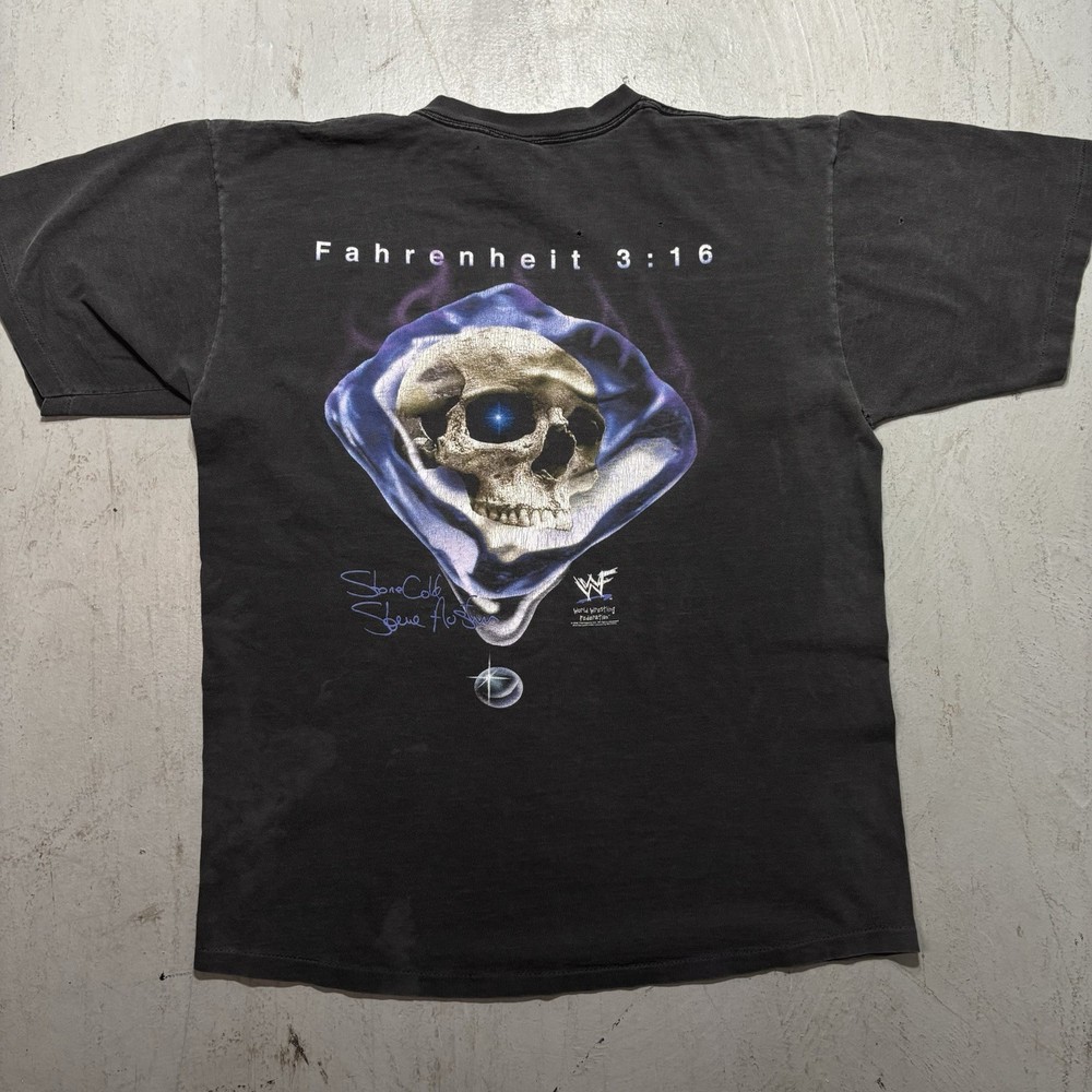 Vintage 1998 Stone Cold Steve Austin Fahrenheit 3:16 WWF Wrestling Skull T Shirt