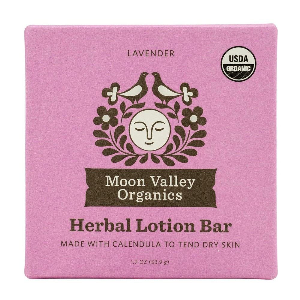 Moon Valley Organics Herbal Lotion Bar in Lavender, Moon Melt Bar, Calendula and