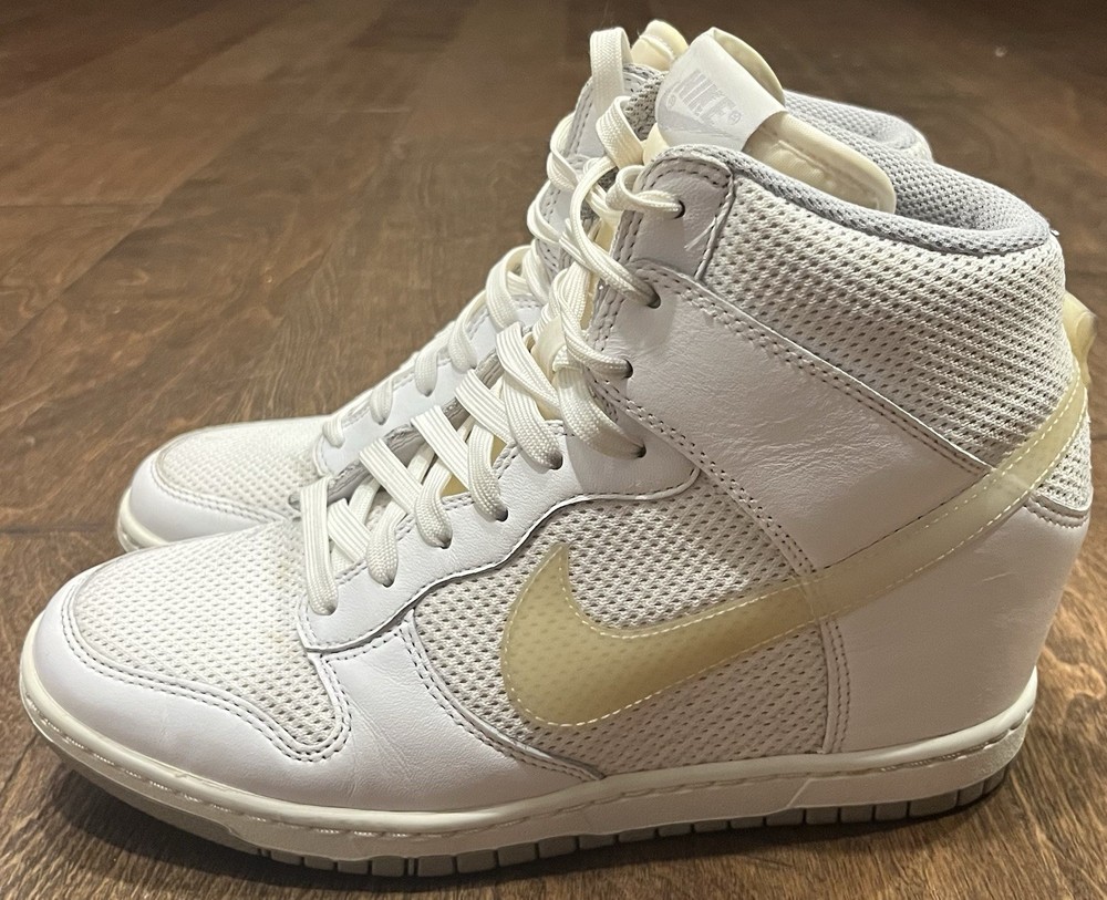 Nike Womens “Dunk Sky Hi” Essential White 644877-100 Hightop Shoes Size 9