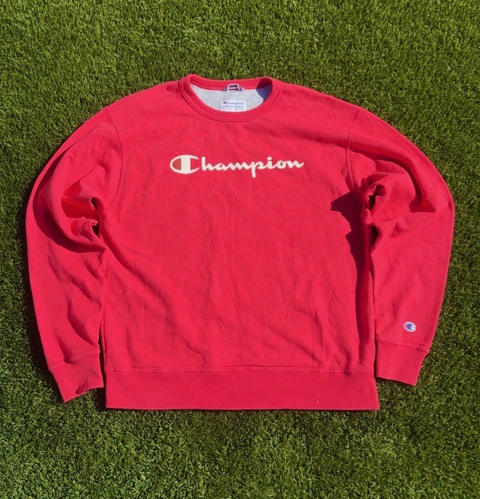 Champion Sweater Mens Large Red Reverse Weave Embroidered Logo Sweatshirt