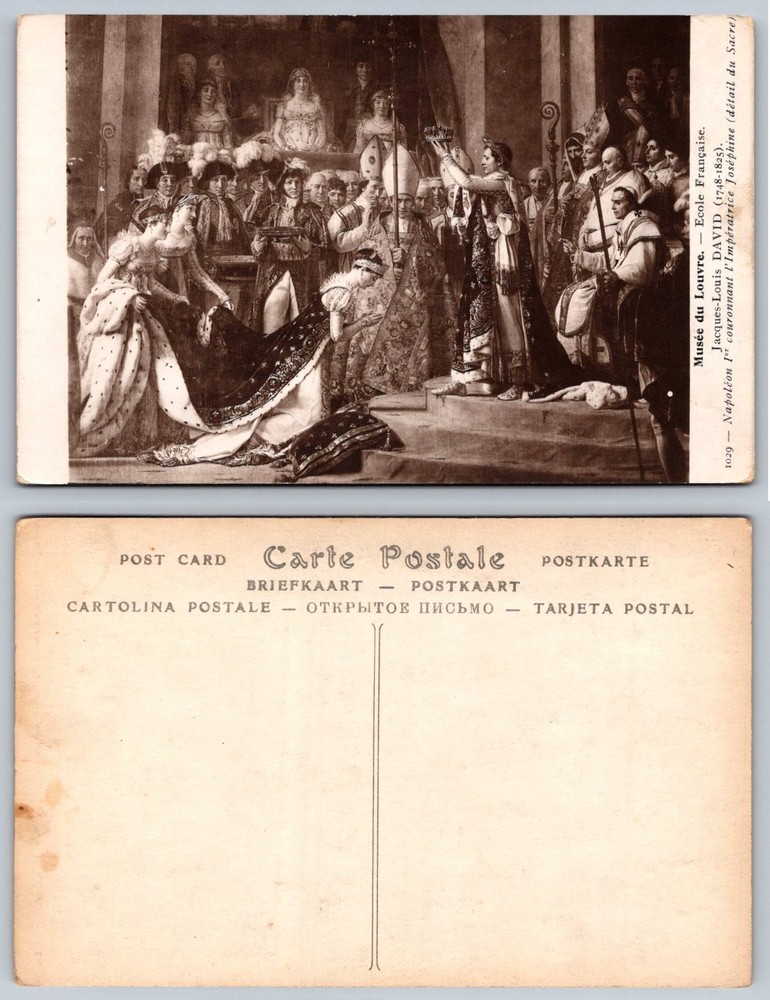 Napoleon Josephine Coronation David Louvre Art History Postcard Antique