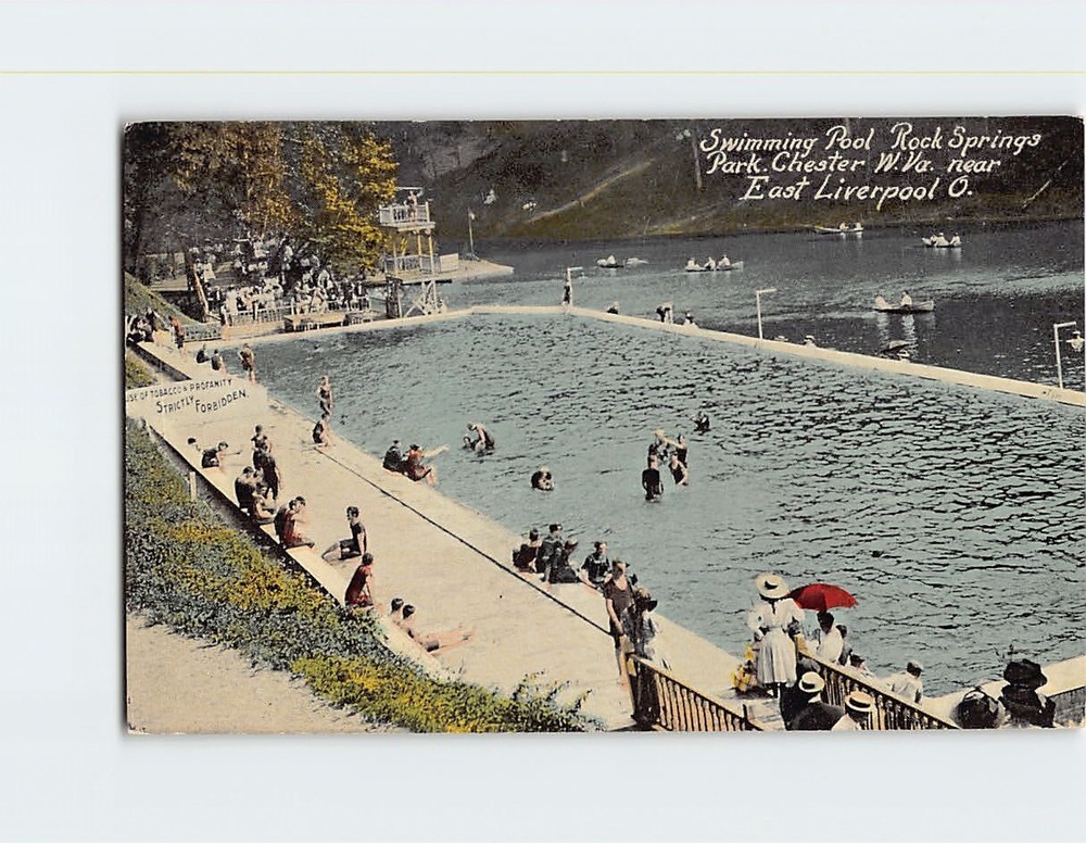 Postcard Swimming Pool Rock Springs Park Chester West Virginia USA