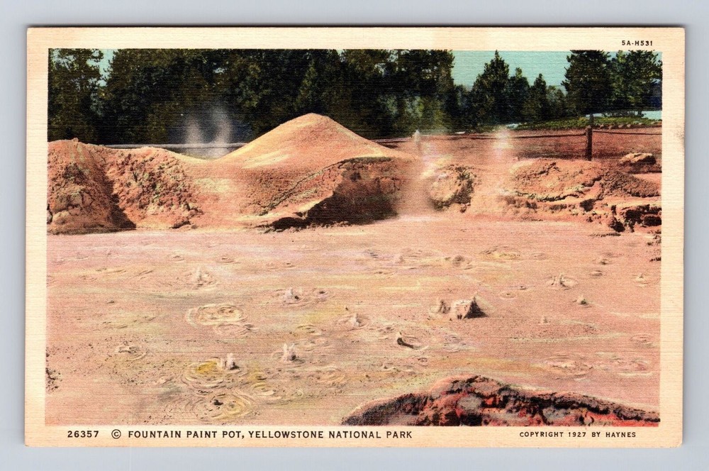 Yellowstone National Park, Fountain Paint Pot, Series #26357, Vintage Postcard