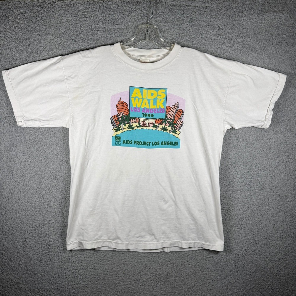 Vintage 1996 AIDS Walk Los Angeles T Shirt White Single Stitch 90s Graphic XL