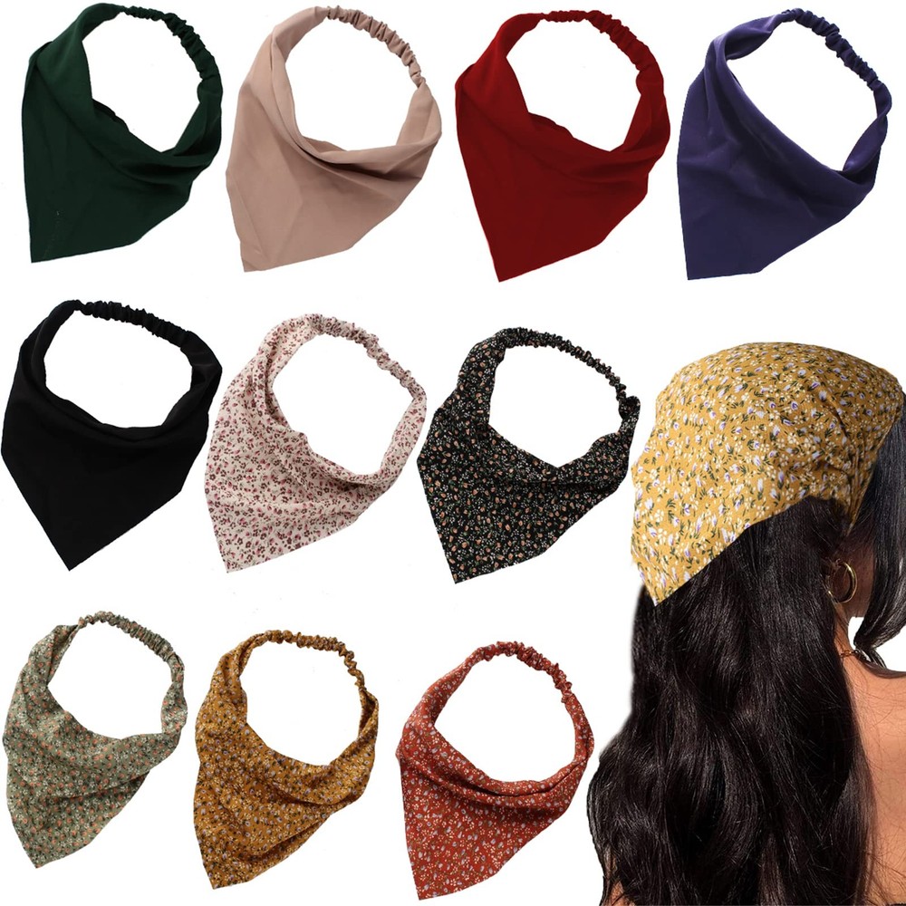 Floral Triangle Hair Scarf Bandana for Women Fashion Accessory  