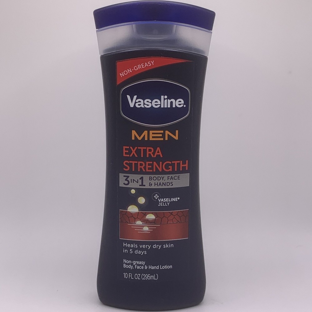 Vaseline Men Extra Strength Moisture Body & Face Lotion Non-Greasy 10 oz