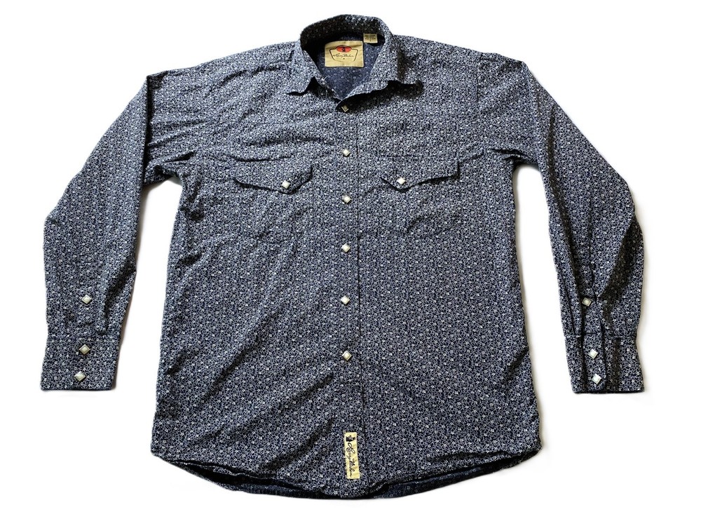 Larry Mahan - Men's Small Black Cowboy Western Pearl Snap Long Sleeve Shirt