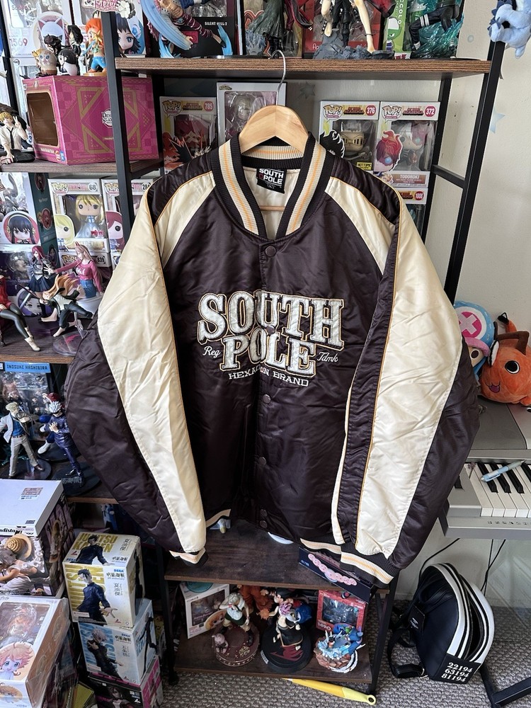 Vintage Y2K South Pole Brown Cream Varsity Jacket Men’s L