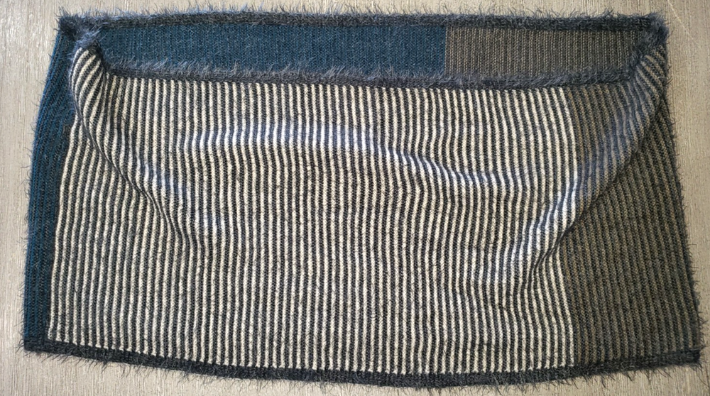 womens GRAY STRIPE INFINITY SCARF tan ivory blue 56 INCH AROUND by LOOK 14 wide