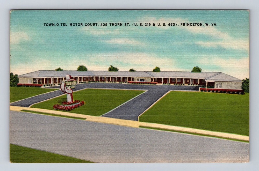 Princeton WV-West Virginia, Town-O-Tel Motor Court, Vintage Postcard