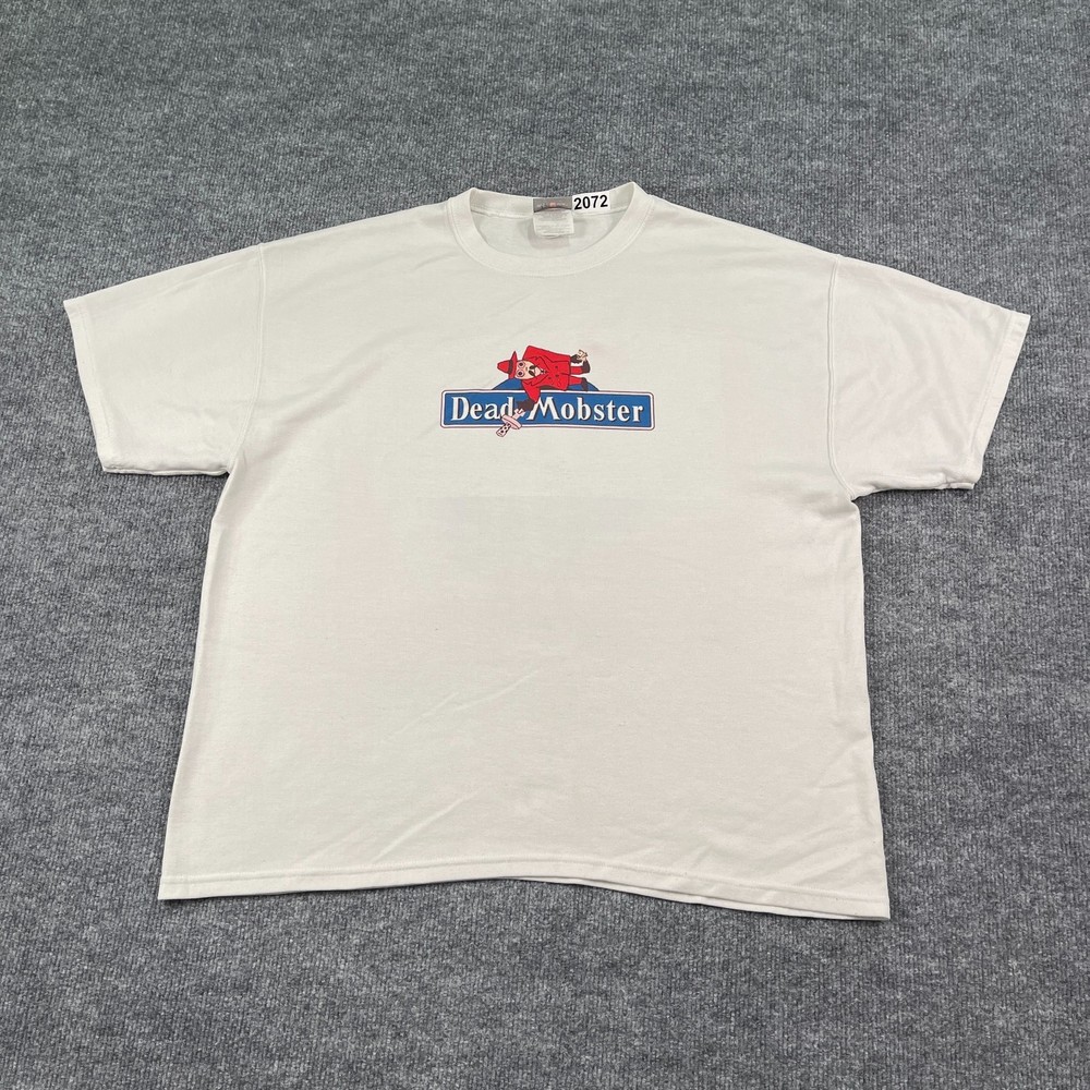 Vintage 90s Dead Mobster Red-Lobster Parody Shirt Large 24x26 White