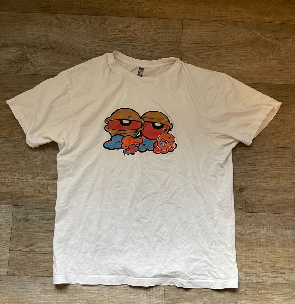 Cotton Heritage Graphic Emoji White Tshirt Men's Size L