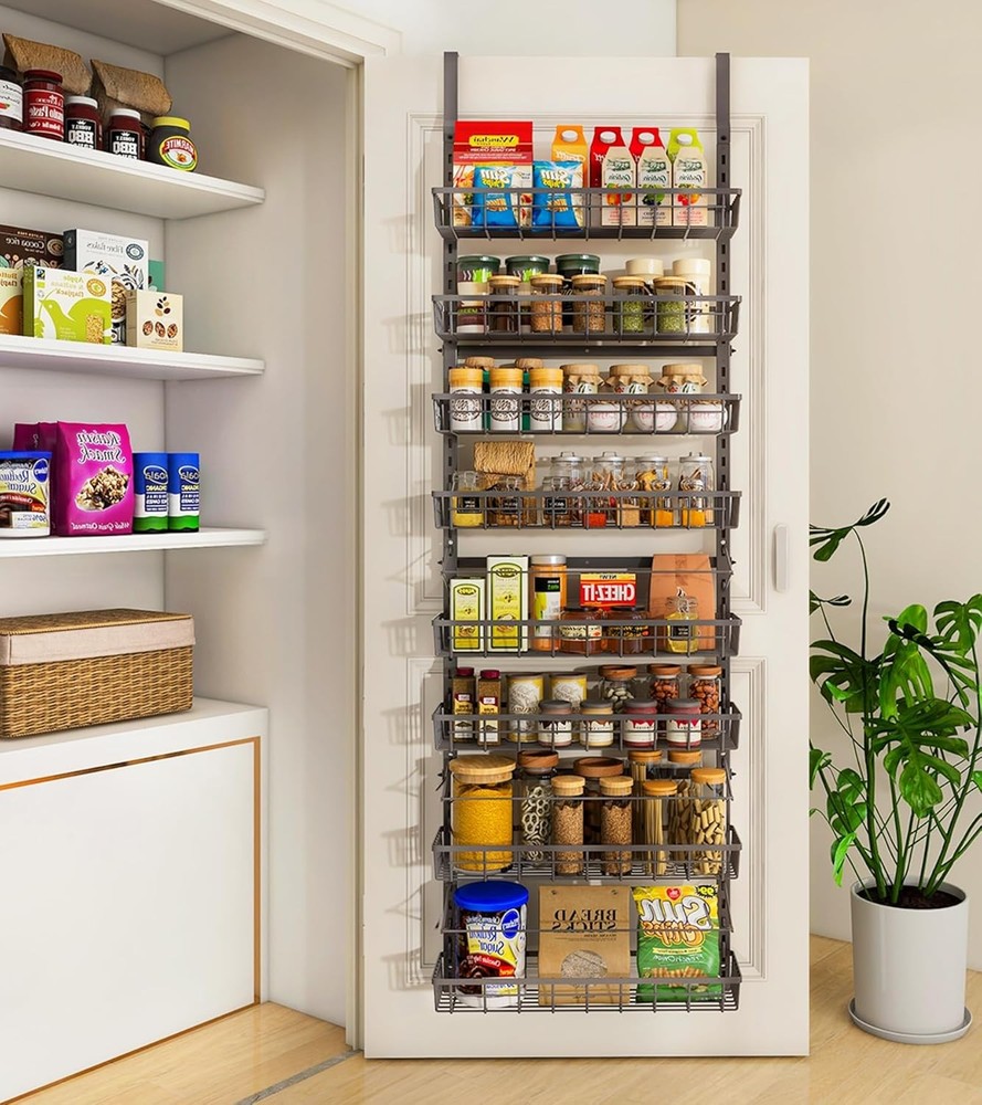 Over The Door Pantry Organizer, Wall Mount Spice Rack, Pantry Hanging Storage