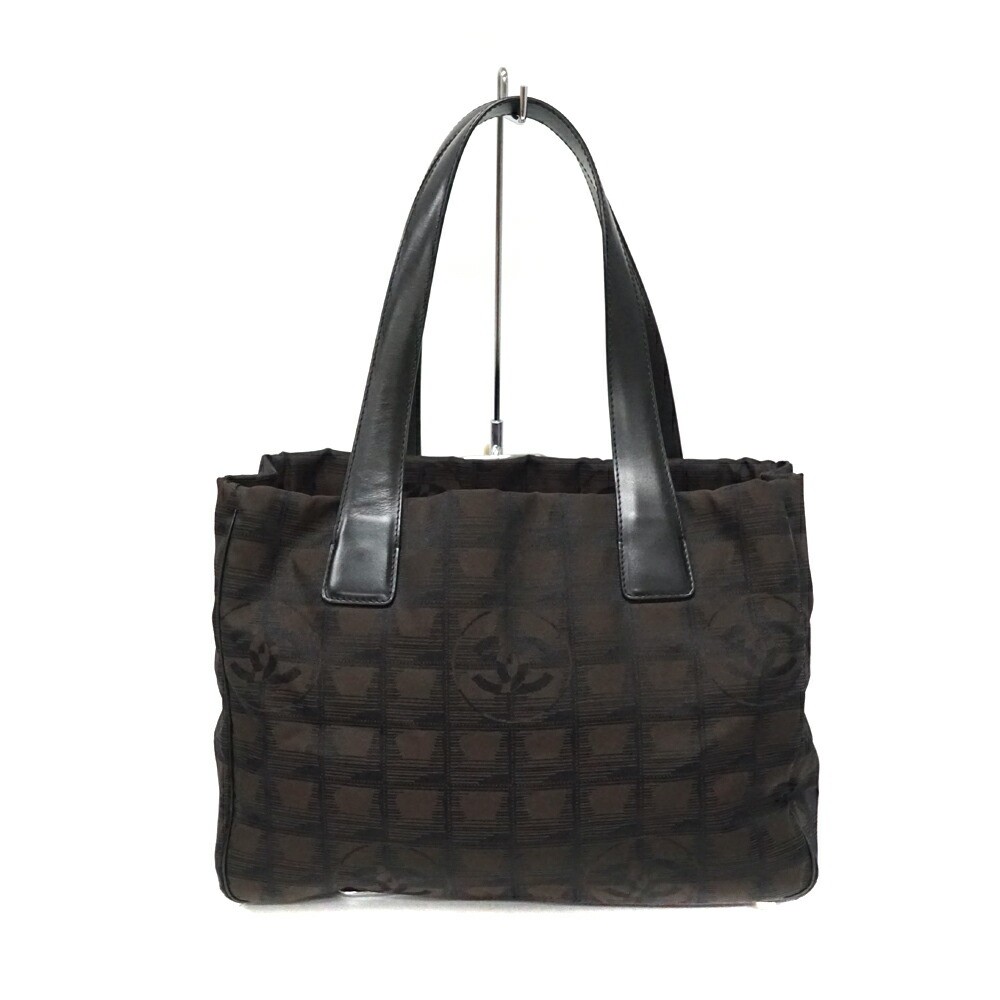 Chanel Travel Line Nylon Tote Bag in Black & Dark Brown Pre-Owned