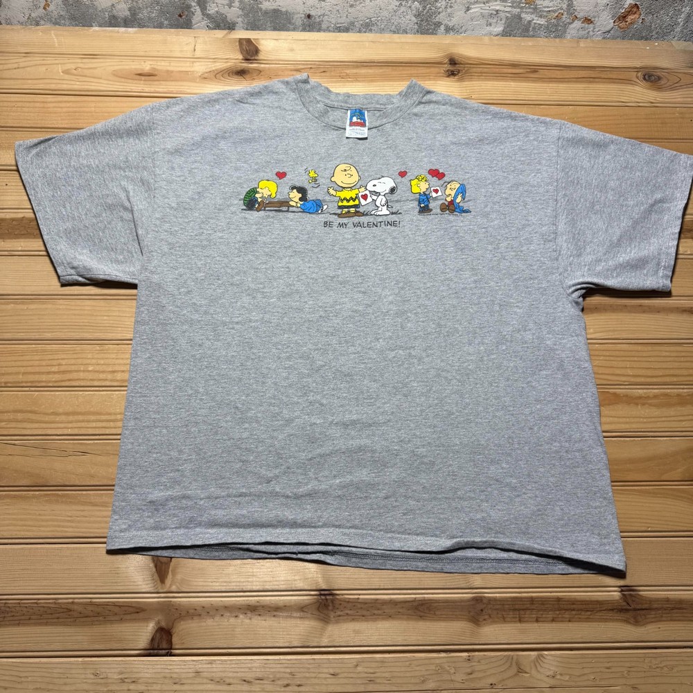 Vintage 90s Peanuts Snoopy Charlie Brown Be My Valentine Cartoon T-Shirt USA 2XL