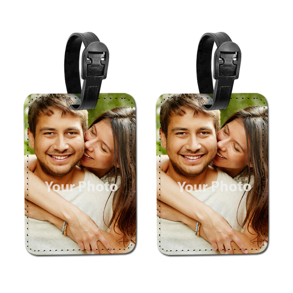 Set 2 Customize Photo Luggage Tags Labels Name Address For Suitcase Travel Bag