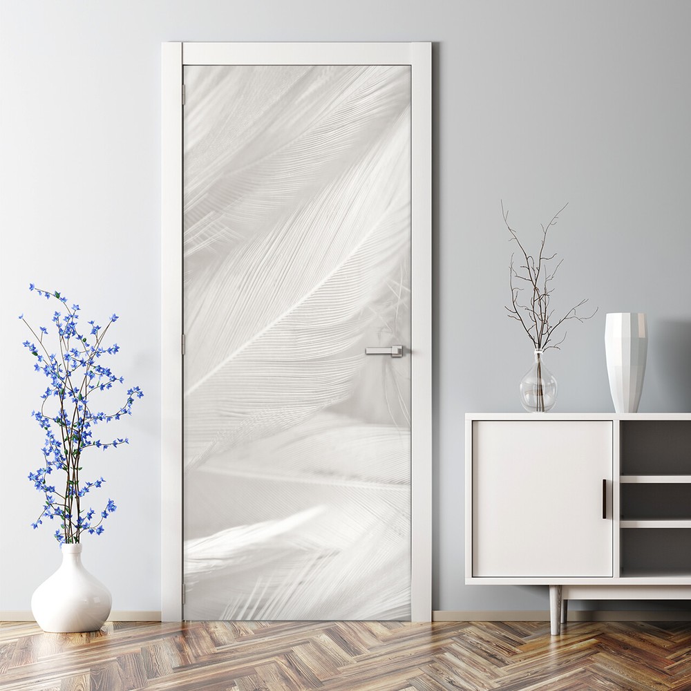 Feather Mural renters design nursery Self adhesive Door Decal Wallpaper
