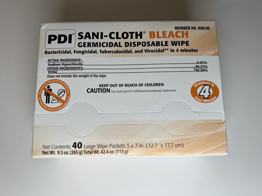 Sani-Cloth Bleach Germicidal Surface Disinfectant Wipes 1 Pack - 40 Wipes per Pk