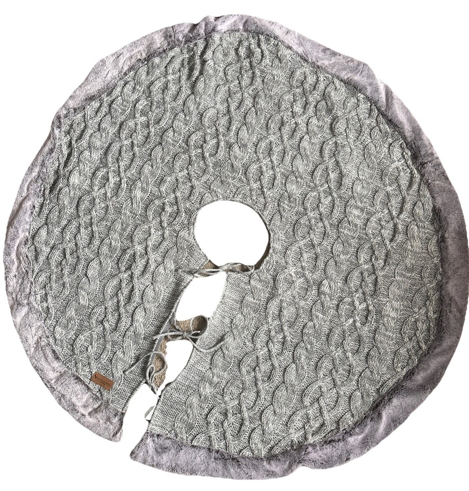 Christmas Tree Skirt Koolaburra By UGG. Grey And White Knit With Faux Fur  Trim