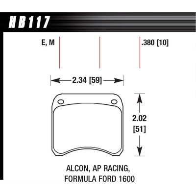 Hawk HB117E.380 Brake Pads Set of 4 for AP Racing 9012 Rear Caliper Blue Perfo