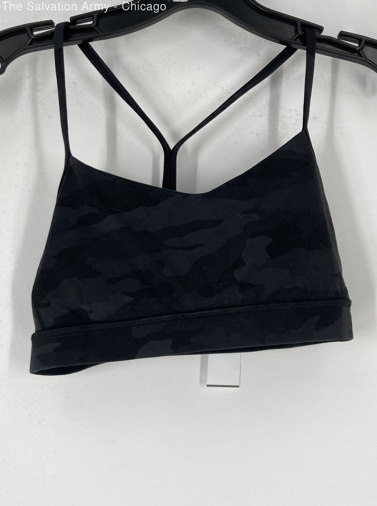 Lululemon Womens Black Gray Camouflage Sleeveless Racerback Sports Bra Size 4
