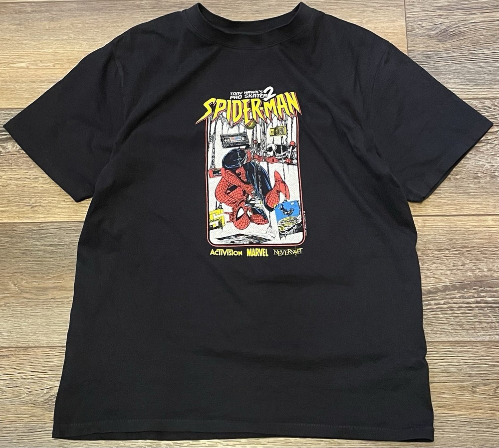 Tony Hawk Pro Skater 2 / Spider-Man Marvel Comic Graphic Tee Shirt Men M Black